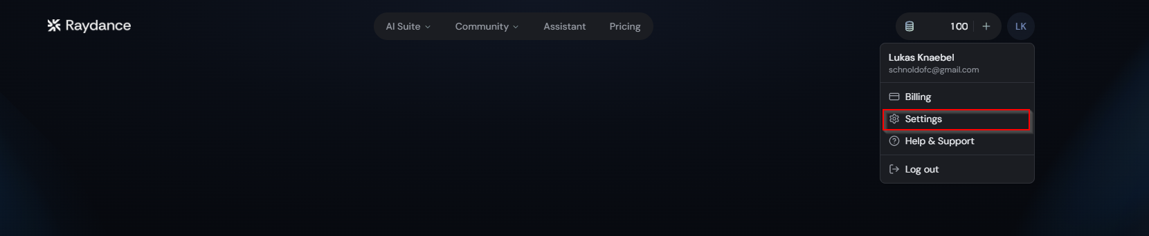 Open the avatar dropdown in the top right and choose Settings