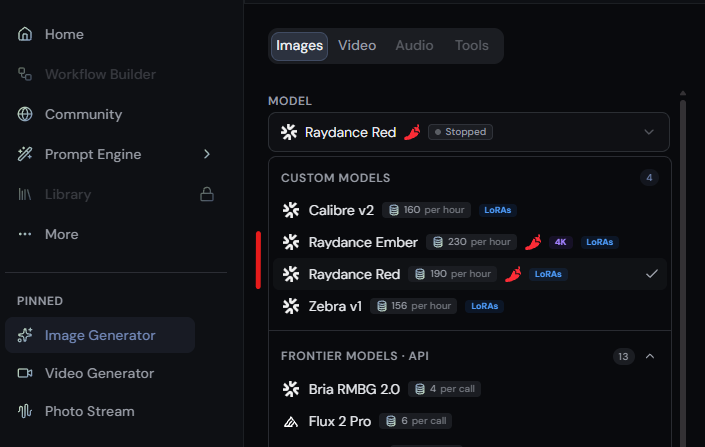 The custom models list - Raydance Red and Raydance Ember are the two to know